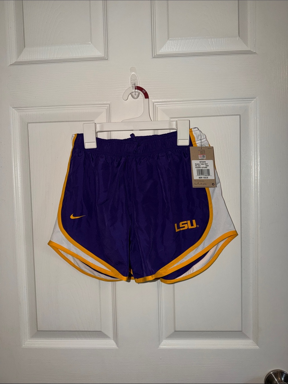 Nike Women's Purple LSU Athletic Running Shorts with Gold Trim